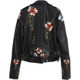 thumbnail image 2 of DoYBSelf Women Floral Print Embroidery Turndown Collar Pu Biker Leather Jacket, 2 of 5