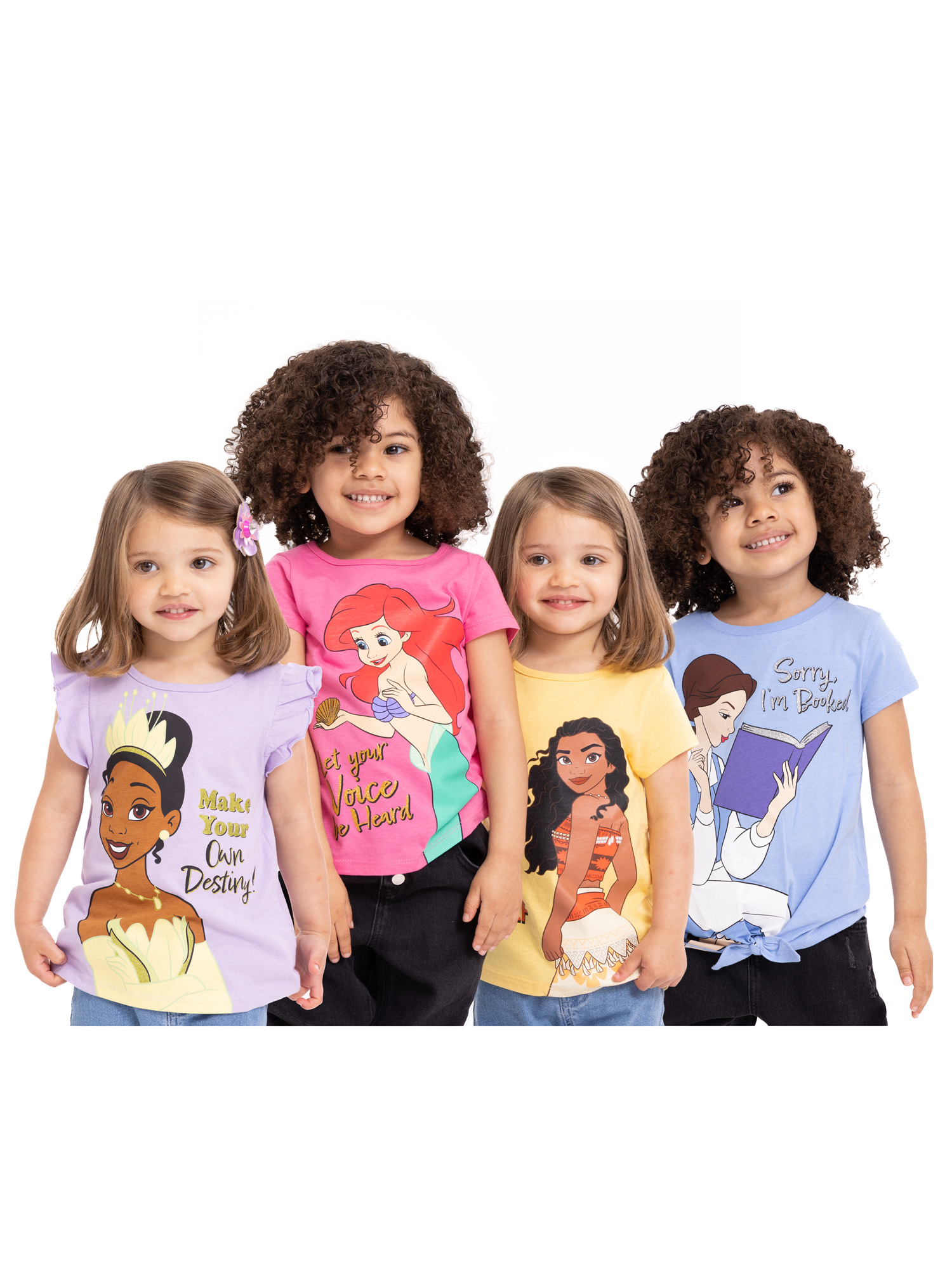 Disney Princess Toddler Girls Fashion T-Shirts with Short Sleeves, 4-Pack, Sizes 2T-5T - image 2 of 9