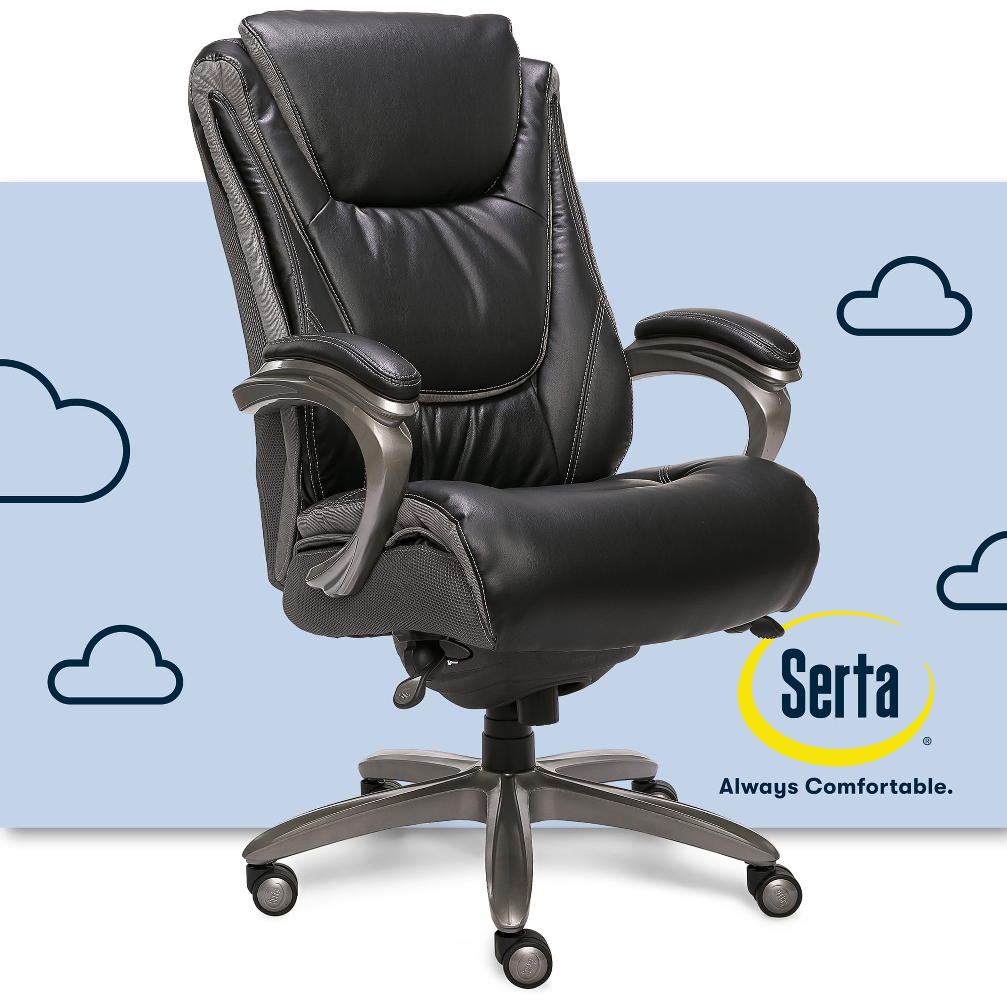 Black Serta 43675 Faux Leather Big & Tall Executive Chair 