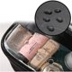 thumbnail image 4 of Bolsa de maquillaje transparente, bolsa de cosméticos de doble capa con organizador de brochas de maquillaje, bolsa de viaje de cuero PU para mujer (negro), 4 of 7