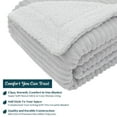 thumbnail image 7 of PAVILIA Reversible Sherpa Fleece Throw Blanket Light Grey, Plush Flannel Throw, Ultra Soft Warm Ribbed Microfiber Blanket for Sofa Couch Bed, Luxury Thick Striped Blanket, Light Grey, 50x60, 7 of 7