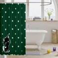 thumbnail image 3 of Manfei Cartoon Kitten Shower Curtain 72Wx78L, Kawaii Cat Animal Bath Curtain, Dark Green, 3 of 5