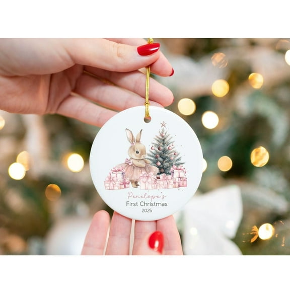 Baby First Christmas Ornament 2025, Personalized Baby Girl Christmas