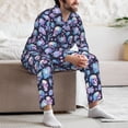 thumbnail image 7 of Lsque flower Skull in starry sky Pattern Long Sleeve Pajama Set for Men - Soft 2-Piece Sleepwear and Loungewear Set with Pockets, Comfy Nightwear-X-Large, 7 of 7