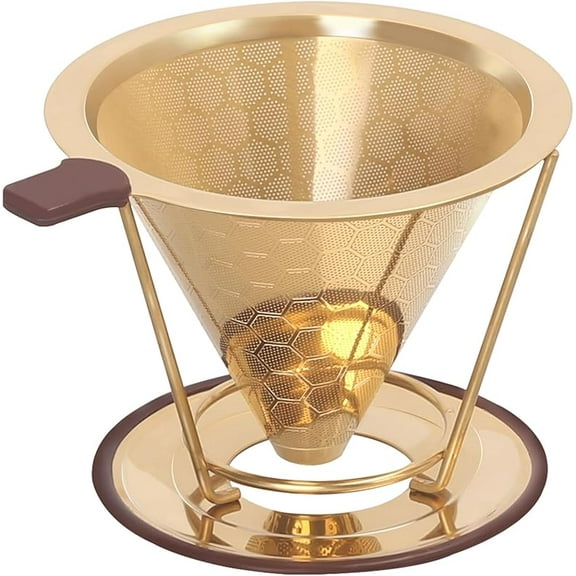 Pour Over Coffee Dripper, MISETTO Stainless Steel Filter,Easy to Clean Paperless pour over coffee maker,Reusable Filter,Cone Dripper with Removable Cup
