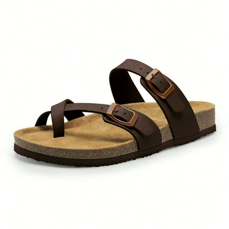 

NAYUKA Elegant Strappy Slip-On Slippers | Adjustable Buckle Cork Footbed Sandals | Comfortable Arch Support For Outdoor Use
