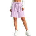 thumbnail image 2 of Amidoa Boys Shorts Solid Color Casual Summer Soft Elastic Waist With Pockets Sports Shorts for Kids Purple Size 5T, 2 of 9