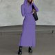 thumbnail image 5 of Vestido largo ajustado con capucha, corte recto, color liso, corte otoñal informal, con abertura lateral, 5 of 8