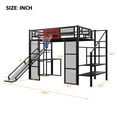thumbnail image 2 of Harper & Bright Designs Full Size Metal Loft Bed with Built-in Desk and Wardrobe, Heavy Duty Loft Bed with Slide and Staircase & Basketball Hoop, Black, 2 of 12