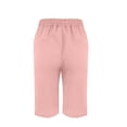 thumbnail image 5 of Kvture Linen Bermuda Shorts for Women Plus Size Summer Casual with Pockets Drawstring Elastic Waist Side Slit Pants Pink XL, 5 of 6