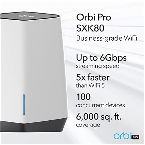 NETGEAR Orbi Pro SXR80, WiFi 6, TriBand Mesh WLAN-router (AX6000, WiFi  6-router för hem och företag upp till 6 GBit/s, upp till 200 m² skydd för  många
