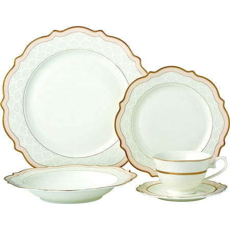 EURO Porcelain 20-pc. Dinner Set Service for 4, 24K Gold-plated Luxury Bone China Tableware (