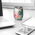 thumbnail image 3 of 12oz Stemless Wine Tumblers Floral Pattern Vacuum Insulated Stainless Steel Travel Tumbler Cups Mug with Lid and Straw for Champaign,Cocktail,Beer with Cleaning Brush, 3 of 5