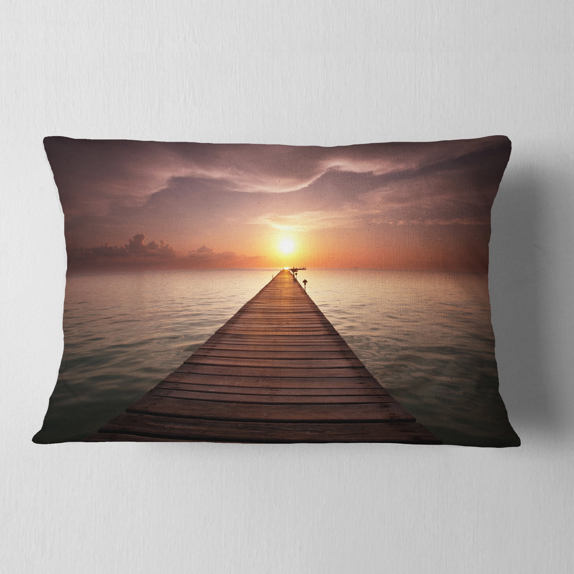 Designart 12" x 20" Brown Polyester Throw Pillow