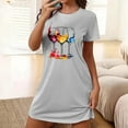 thumbnail image 2 of Comfortable Nightgowns New Womens 4th of July Nightdress Crew Neck Short Sleeve Casual Nightgown Fashion Graphic Summer Sleepwear Gray L, 2 of 5