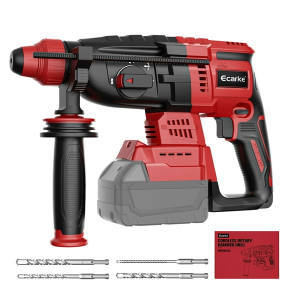 Cordless Rotary Hammer Drill Compatible with Milwaukee 18V Battery, Brushless SDS-Plus Hammer Drill with Safety Clutch for Concrete/Masonry, 1500 RPM, 4 Modes with 360°Auxiliary Handle