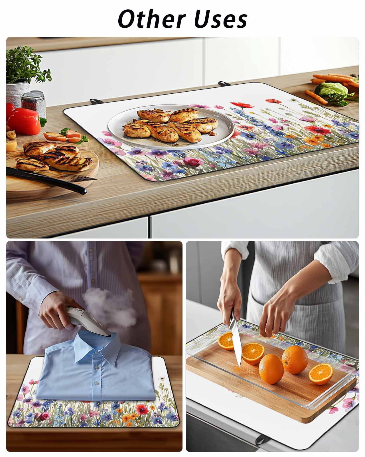Stove Top Covers for Electric Stove, Pastoral Spring Floral Glass Stovetop Cover Protector, Elegant Summer Flower Botanical Induction Cooktop Protector Oven Mat for Kitchen Countertop 24"x21"