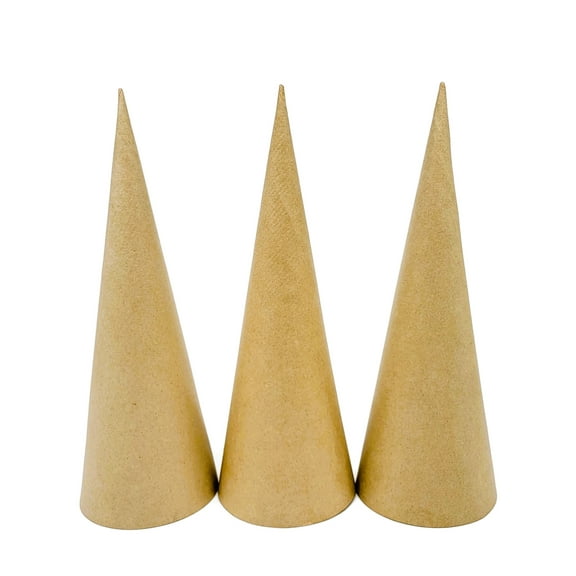 AllStellar Paper Mache Cones Open Bottom 13.75x5 in. Set of 3 (Large) - For DIY Art Projects, Crafts and Decorations!