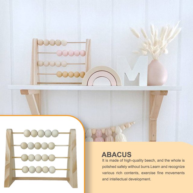 Wood Abacus Toy Beads Counting Playthings Simple Design Early Education Math Learning Toys Educational Prop Home Decoration Burlywood color