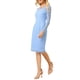 thumbnail image 4 of Vestido de mujer con cuello en V de encaje floral y mangas largas transparentes para el Día de la Madre, S, azul claro, 4 of 5