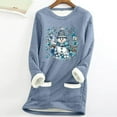 thumbnail image 2 of Feancey Crewneck Sweatshirts for Women Fleece Lined Thermal Tops Christmas Snowman Print Pullover Winter Fuzzy Warm Lounge Pajamas with Pockets Blue XXL, 2 of 4