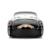 Jada Toys BIGTIME MUSCLE 1:24 1957 Chevy Corvette Die-cast Car – Opening Doors, Hood, Trunk, Rubber Tires(Glossy Black Flames)