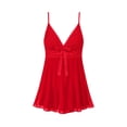 thumbnail image 7 of Levmjia Womens Mesh Lace Nightgown Deep V Neck Spaghetti Strap Flared Mini Slip Dress Lightweight Breathable Indoor Sleeping Loose Swing Elegant Home Solid Color, 7 of 7