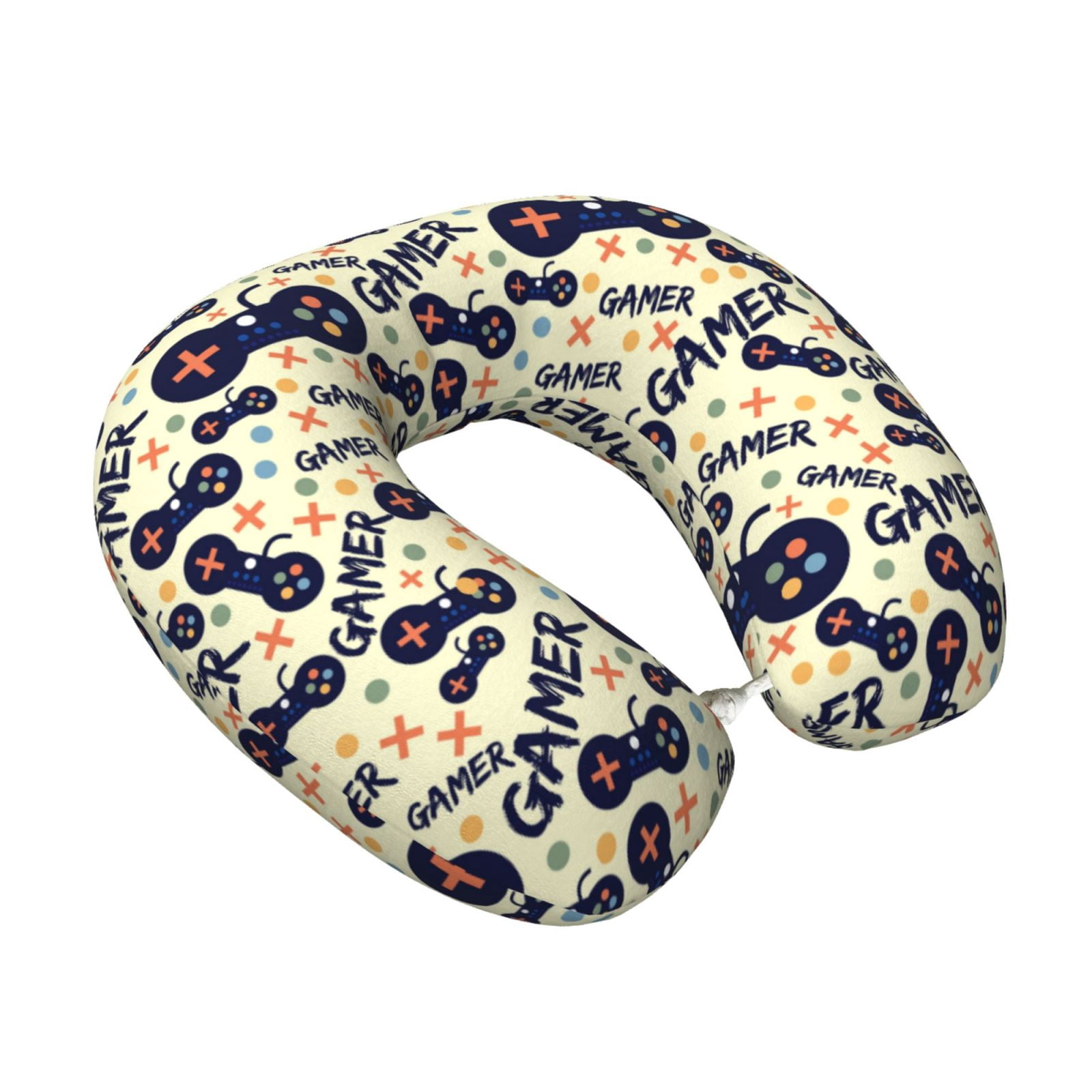 Xecao Game Controller Print Memory Foam Cervical Neck Pillow Versatile U-Shaped Pillows for Home,Office,Camping,Travelling,Soft Washable Cover