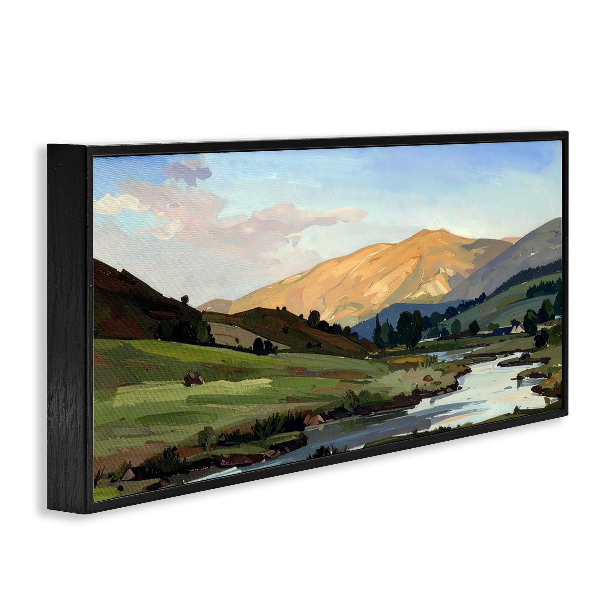 Stupell Industries Across The Valley Landscape Black Framed Giclee Art, design by Alonza Saunders