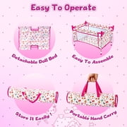 Chuvikid Baby Doll Toy Set, Stroller Bed Highchair ,Convenient Handbag and Travel Storage Bag,Baby Doll Accessories Furniture Set for Girls Boys Gift Aged 3-12