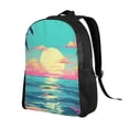 thumbnail image 2 of Fuzoiu Retro Palm Beach Sunset Print Laptop Backpack,Work Business Backpacks, Large Capacity Nurse Bag College Bookbag for School, Waterproof Casual Daypack for Travel, 2 of 8