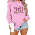thumbnail image 4 of Nfurl Women's Pink Ribbon Graphic Sweatshirts Long Sleeve Breast Cancer Shirts for Women Fall Winter Pullover Tops Gifts for Breast Cancer Survivor Pink,XL, 4 of 5