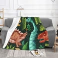 thumbnail image 2 of XMXT Flannel Throw Blanket for Couch, Flat Dinosaur Illustration Bed Sofa Decor Blankets for Home Bedroom, 60 x 50 inches, 2 of 9