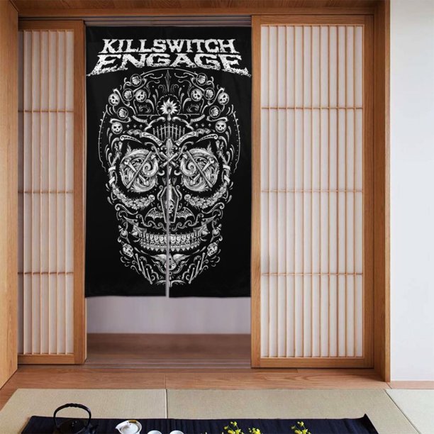 Killswitch Engage - Cortina de puerta semiopaca de dos piezas con patrón de patchwork, cortinas opacas decorativas para dormitorio, sala de estar, decoración de habitación de niños, 34 x 56 pulgadas,