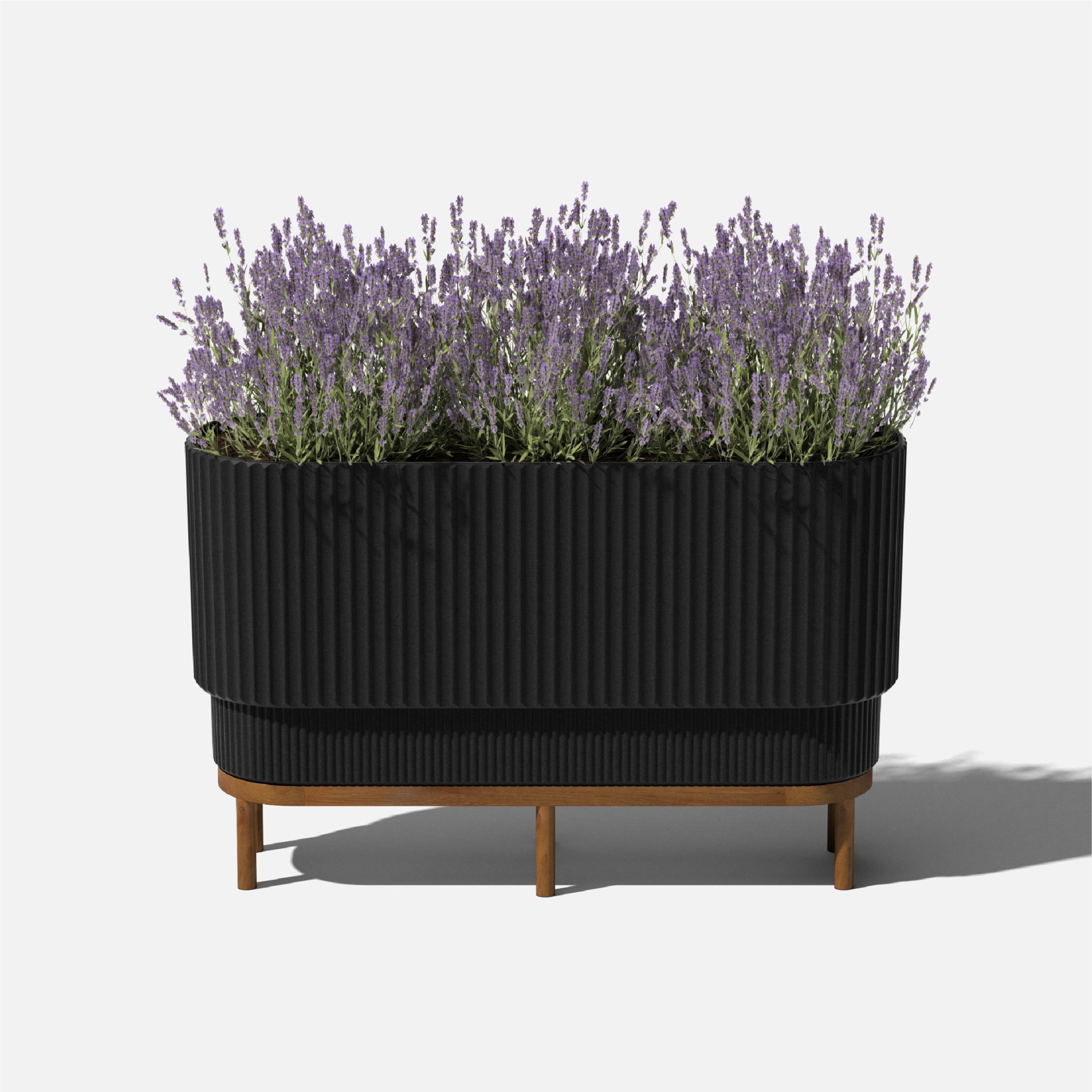 Veradek Demi Series Raised 30" Long Plastic-Stone Planter - (Black/Brown, 1 Pack)