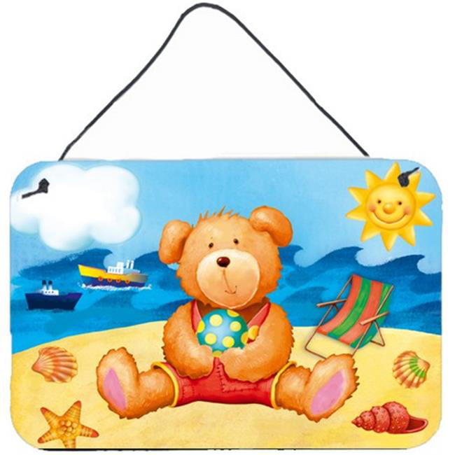 8 x 12 Multicolor Carolines Treasures Teddy Bear on The Beach Wall or Door Hanging Prints APH0088DS812