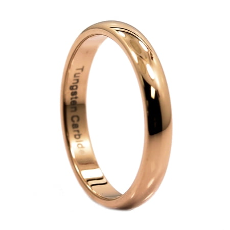 MJ Metals Jewelry Men/Women 3mm Thin Rose Gold Plated Ring Tungsten Carbide Wedding Ring Size 4.5