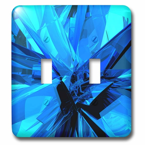 3dRose, Blue Glass abstract fractal digital work of reflecting blue glass and metal surfaces, double toggle switch