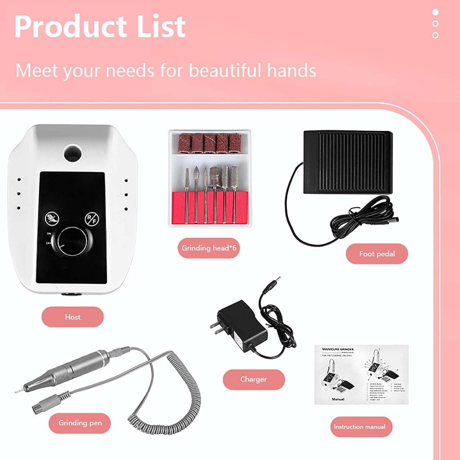 Electric Nail File for Acrylic Nails – 35000 RPM Professional Nail Drill Kit, Portable Electric Nail Drill Machine with Bits, Low Noise Nail Grinder for Home & Salon
