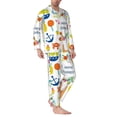 thumbnail image 2 of Logiee Summer Animal Print Mens Long Sleeve Pajama Set,Notched Collar Pajamas for Men, Men's Sleepwear,Mens Sleepwear with Pockets & Button Down-X-Large, 2 of 7
