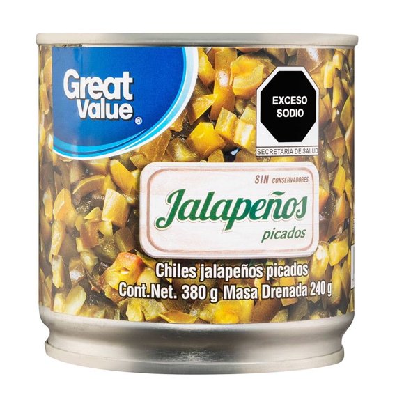 Chiles jalapeños Great Value picados 380 g