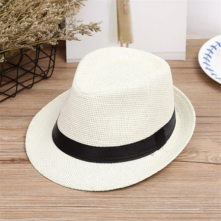 

crtigd Summer Jazz Fedora Beach Children Cap Gangster Straw Panama Hat Hat Kids Baby Care