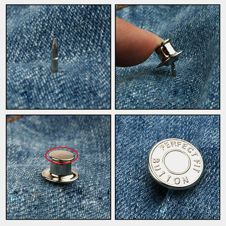 Button Pins For Jeans, No Sew And No Tools Instant Jean Button Pins For  Pants,4 Sets Replacement Buttons, Simple Installation, Reusable And  Adjustable