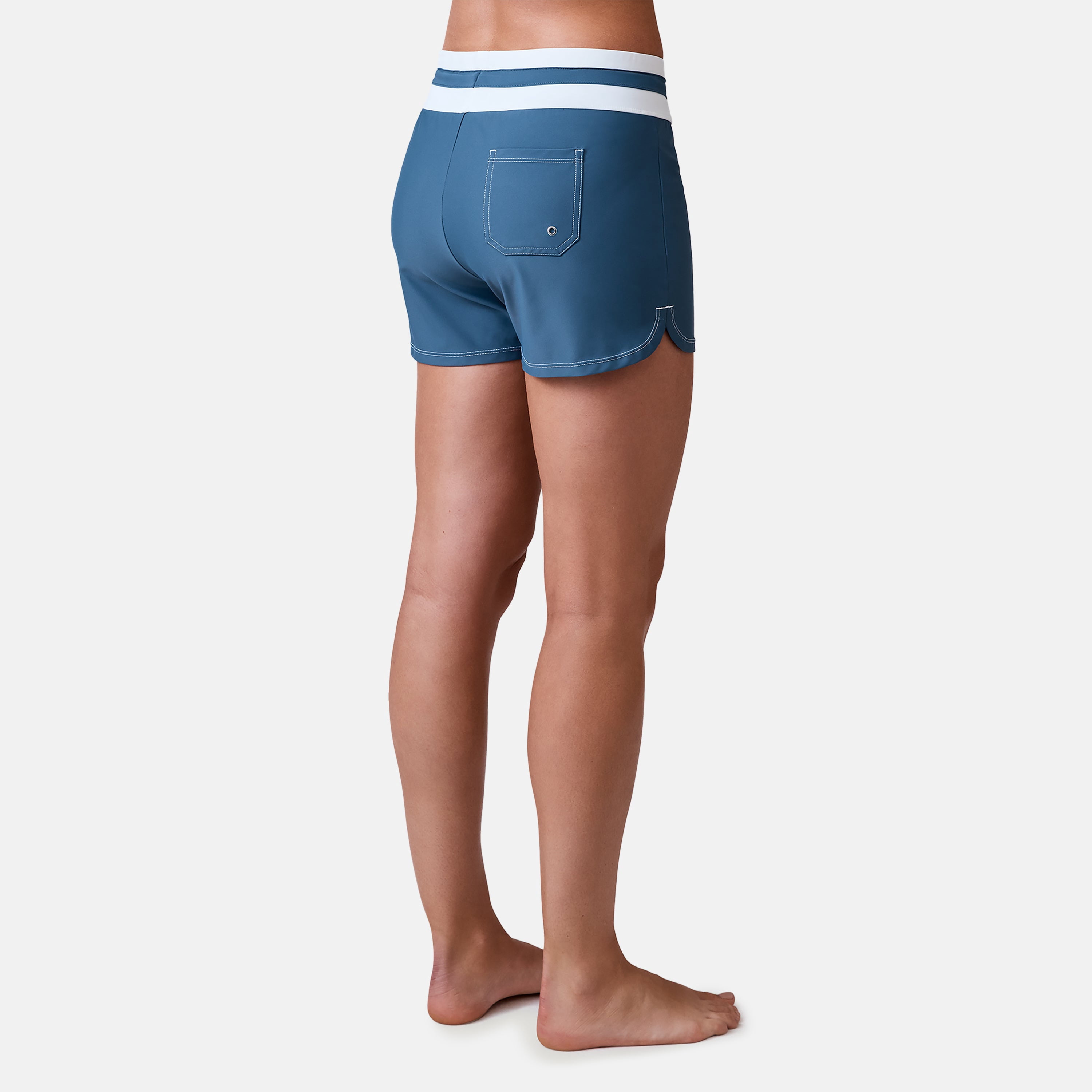 Free Country Women's Drawstring Swim Short Slate-White XL