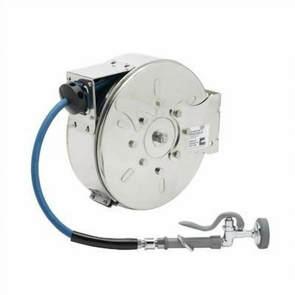 T&S Brass - 3/8'' x 30' Enclosed Stainless Steel Reel w/ B-0107 HOSE REEL