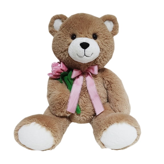 Mother's Day Jumbo Brown Bear with Flower and Bow Plush, 26", by Way to Celebrate