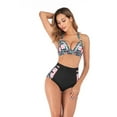 thumbnail image 3 of SWSMCLT Women's Halter Bathing Suit Sexy Swimsuit Beach Swimming Mid Rise Swimwear Padded Open Back Trendy Flower Medium, 3 of 4