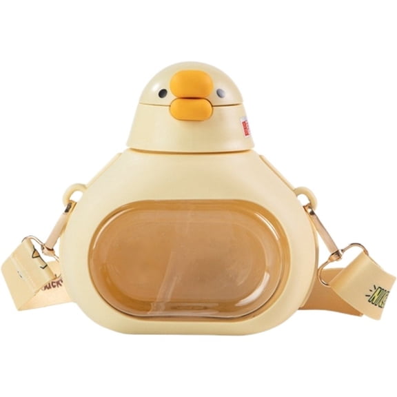 Jiibva 650ML Water Bottle Cute Duck Water Bottle Summer Large Capacity Drinking Cup with Straw Plastic Water Cup