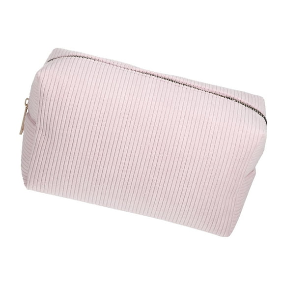 Vocoste Women Durable Solid Color Cosmetic Bag for Vacation Camping Gym Travel Pink Corduroy