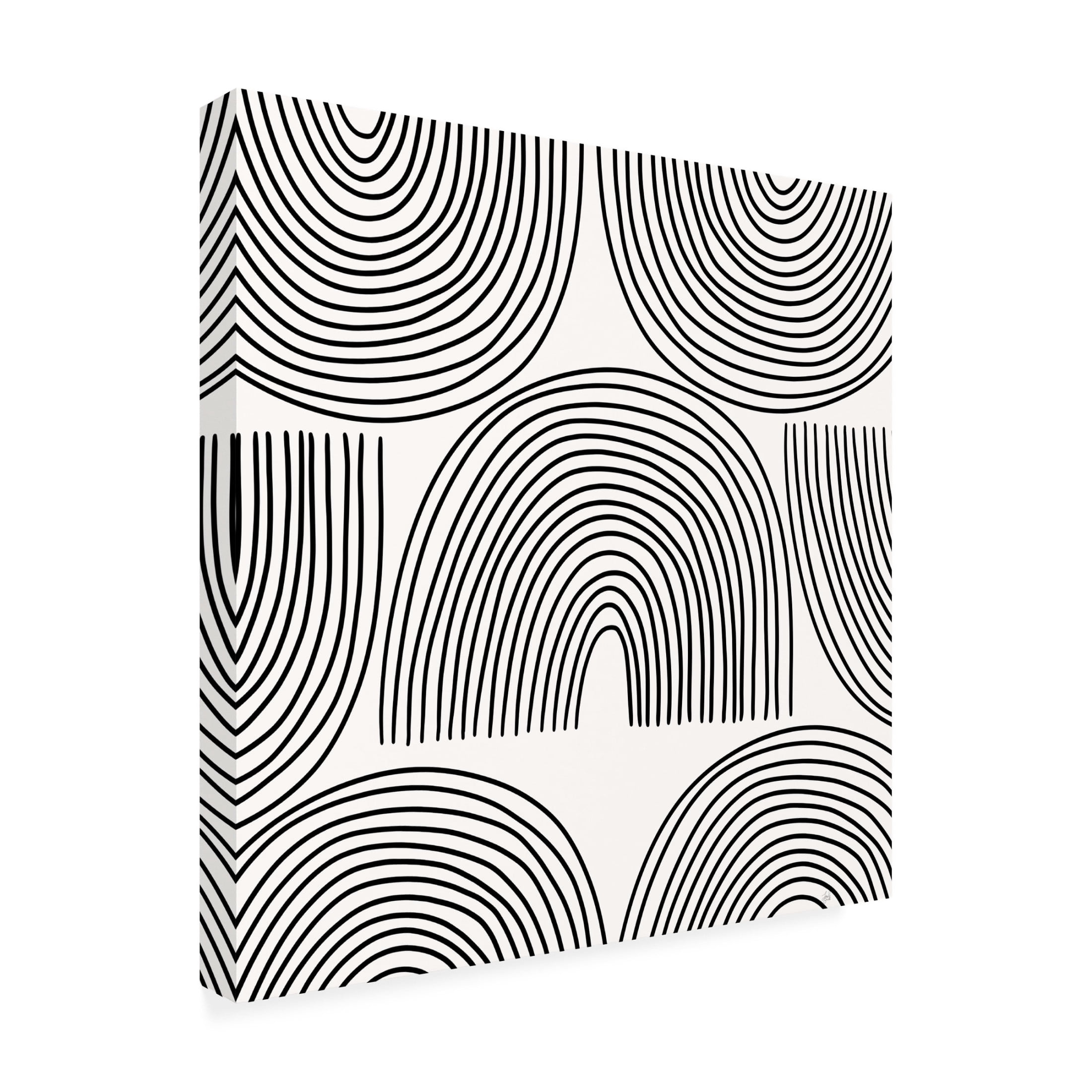 Canvas Wall Art - Line and Brush 'Rainbow Lines Rainbow' Wall Art for Living Room, Bedroom, or Office Décor by Trademark Fine Art - 24 x 24 Inches